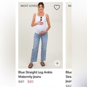 Pinkblush Blue Straight Leg Ankle Maternity Jeans